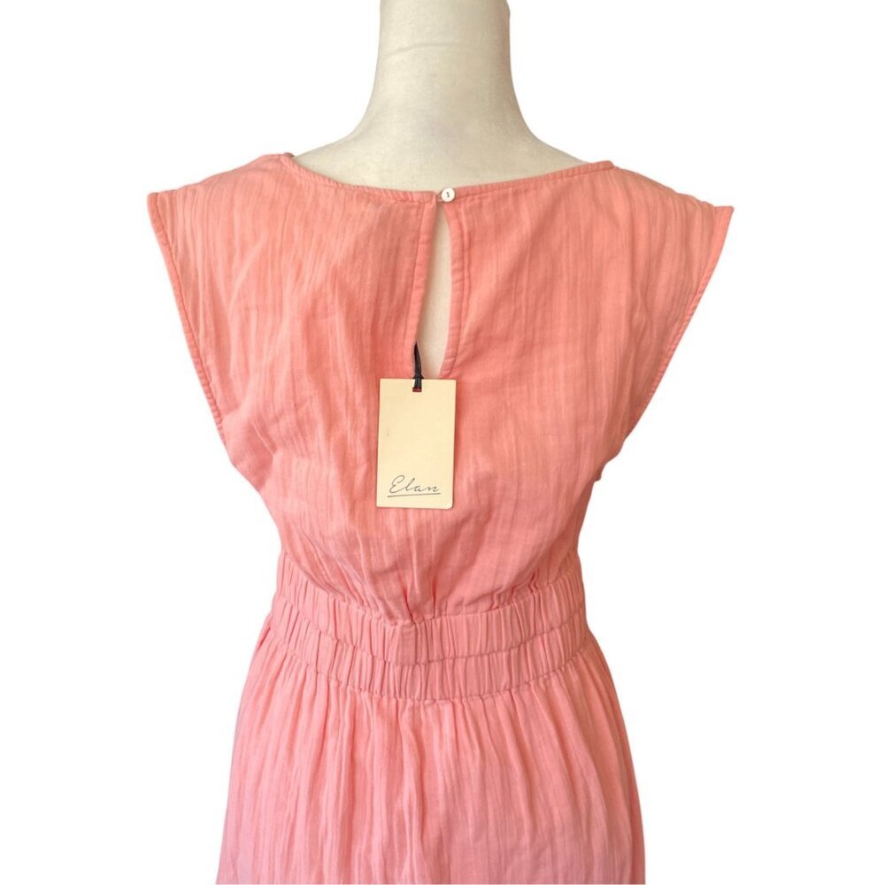 NWT Elan Coral Cut Out Midi Dress SZ M 100% Cotton Breezy Summer Wear - Picture 6 of 16